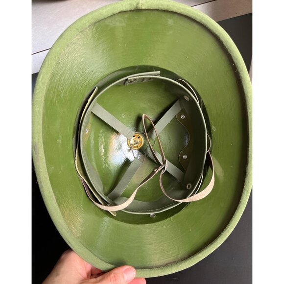 Vietnamese Pith Fiber Green Helmet Military Surplus Vintage Militaria - Picture 6 of 12